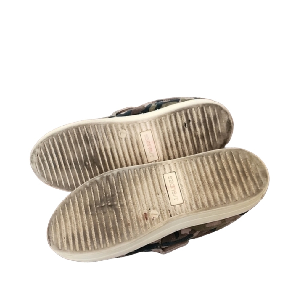 J/SLIDES NYC Harry Camo Suede Platform Sneakers 7 Slip On Washed Out Lived In - Picture 10 of 16